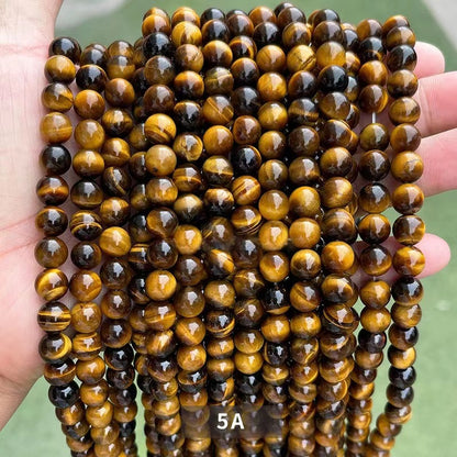 5A Grade Natural Yellow Tiger's Eye  Gemstone Round Beads