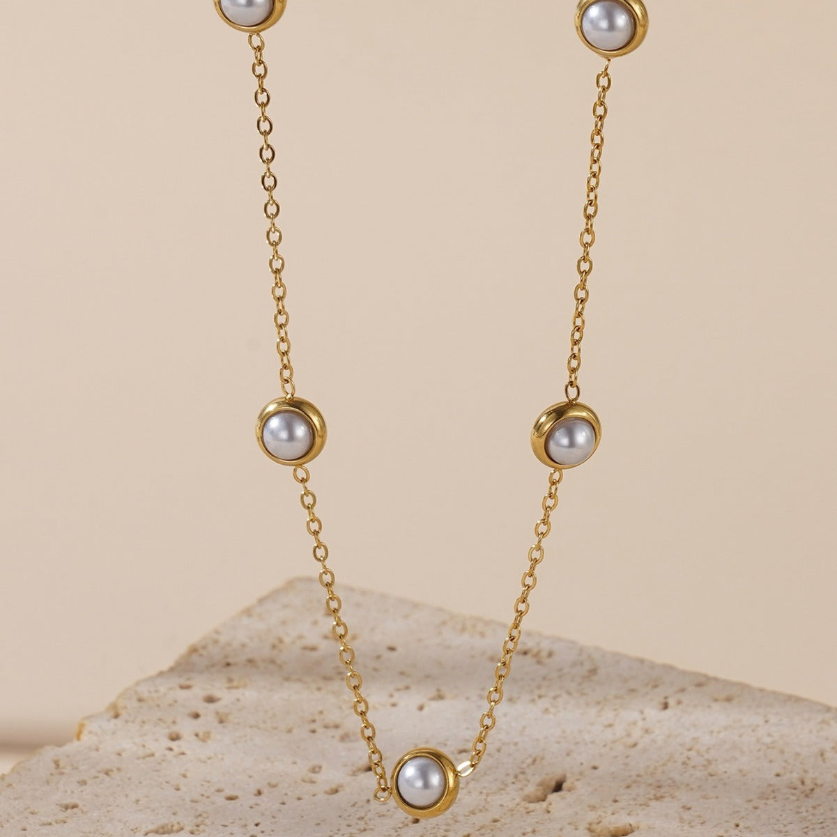 Pearl Choker Necklace 14K Gold Plated