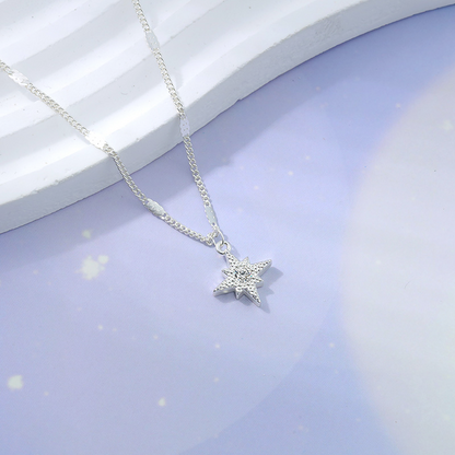 Platinum Eight-Point Star Pendant Necklace