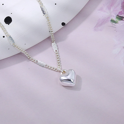 Platinum Heart Pendant Necklace