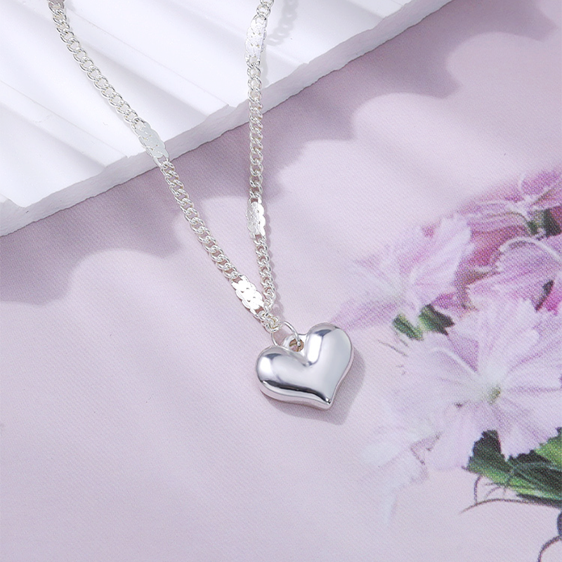 Platinum Heart Pendant Necklace