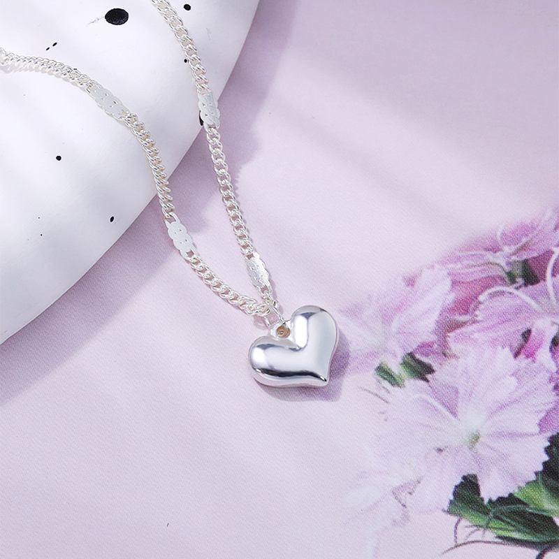 Platinum Heart Pendant Necklace