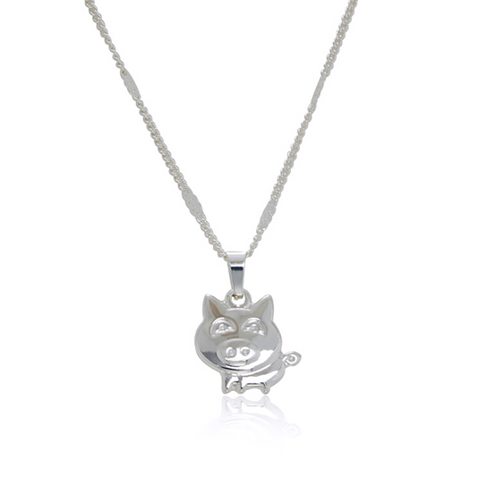 Platinum Pig Pendant Necklace