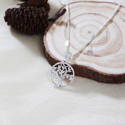 Platinum Tree Pendant Necklace