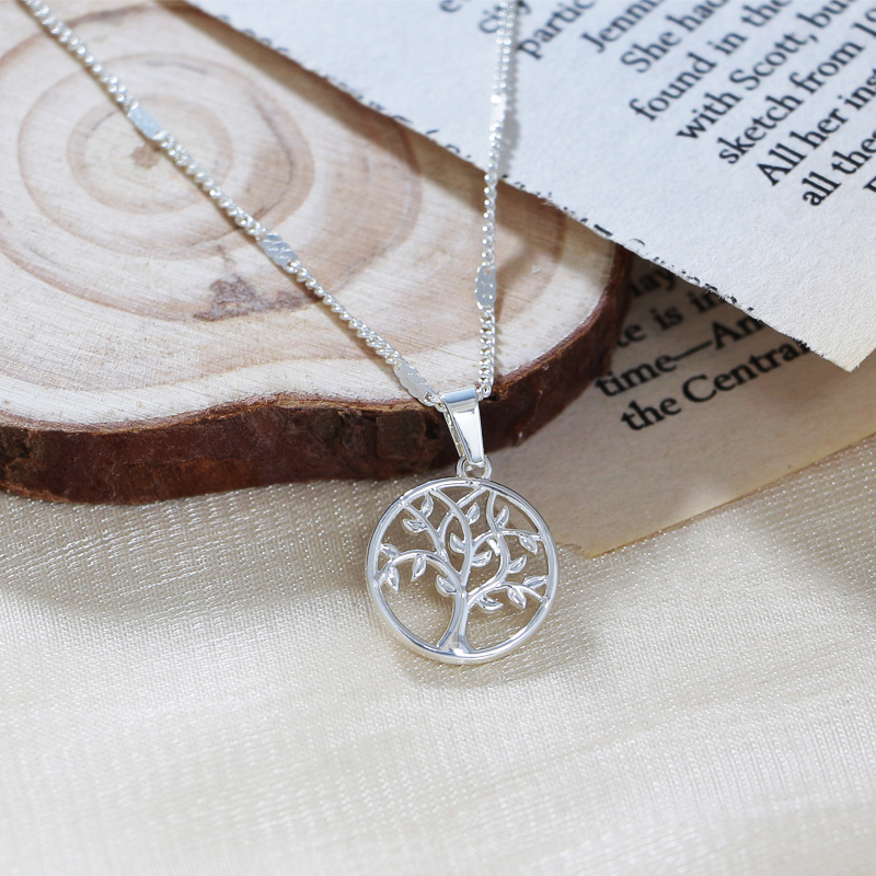 Platinum Tree Pendant Necklace