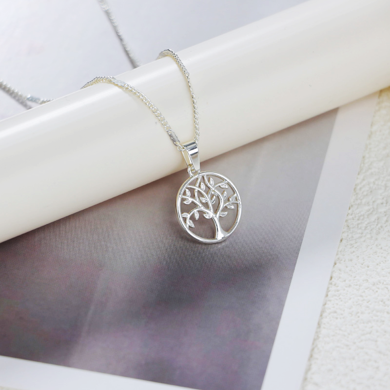 Platinum Tree Pendant Necklace