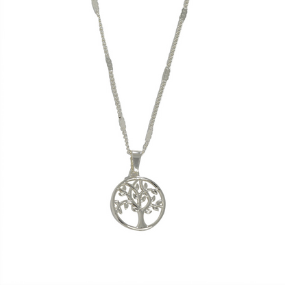 Platinum Tree Pendant Necklace