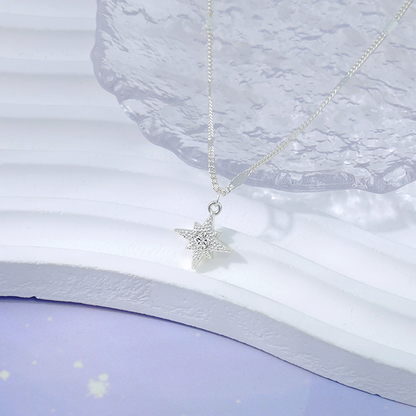 Platinum Eight-Point Star Pendant Necklace