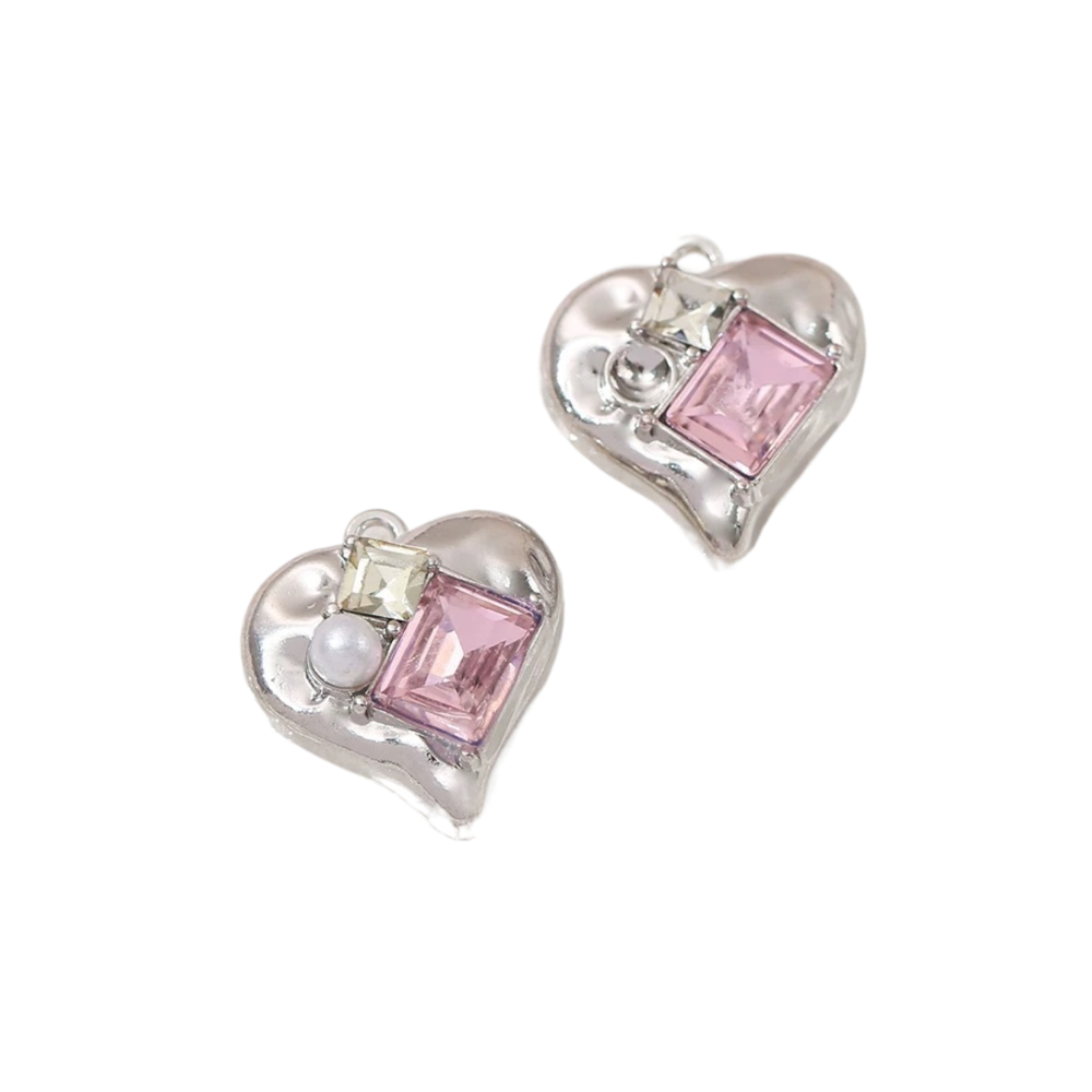 Colgante de corazón rosa, joyería DIY para pulseras y collares hechos a mano, suministros para manualidades