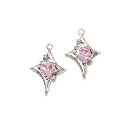 Colgante de corazón rosa, joyería DIY para pulseras y collares hechos a mano, suministros para manualidades