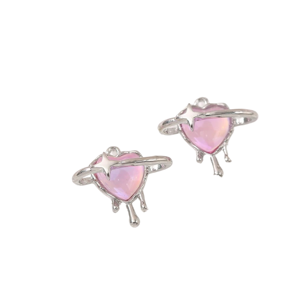 Colgante de corazón rosa, joyería DIY para pulseras y collares hechos a mano, suministros para manualidades