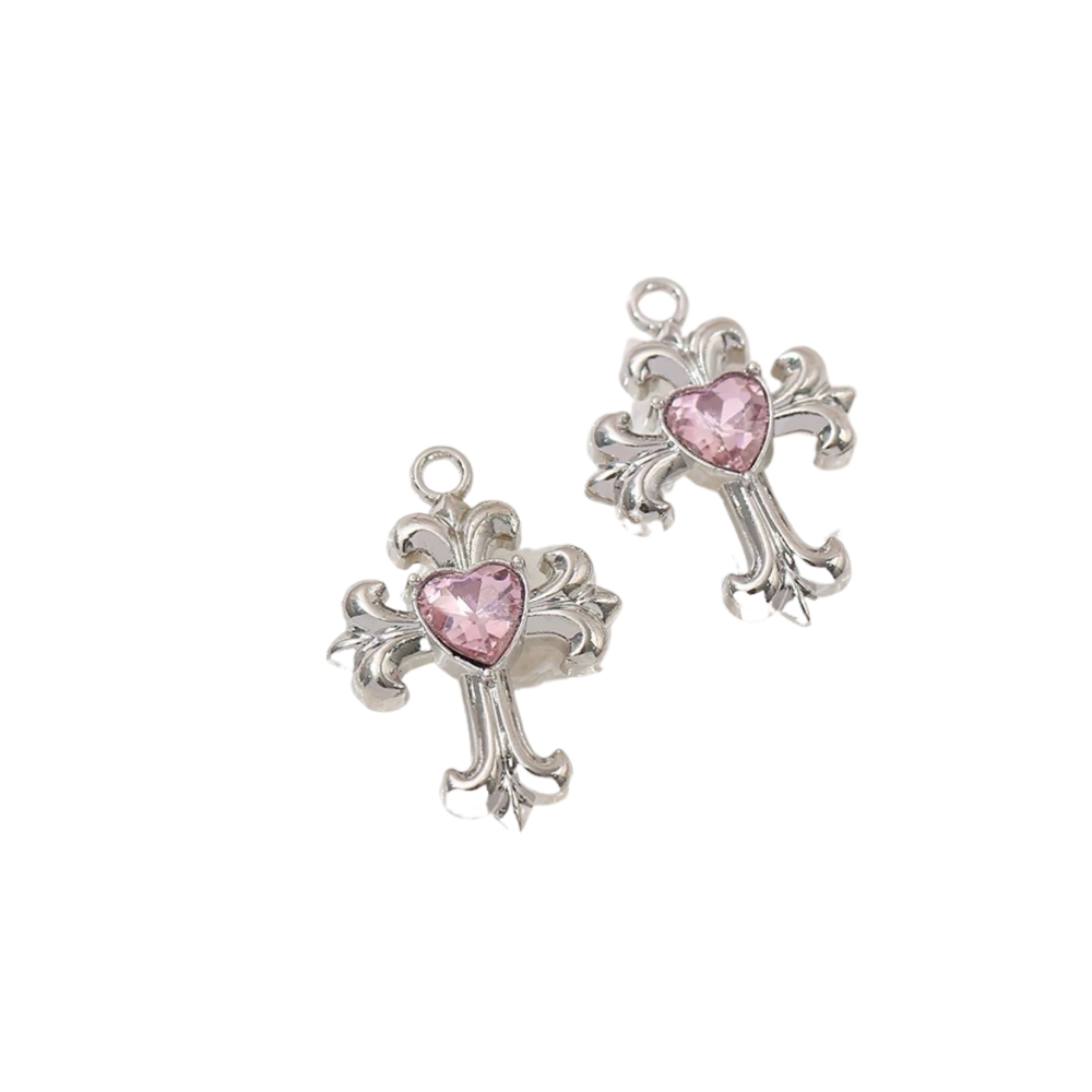 Colgante de corazón rosa, joyería DIY para pulseras y collares hechos a mano, suministros para manualidades