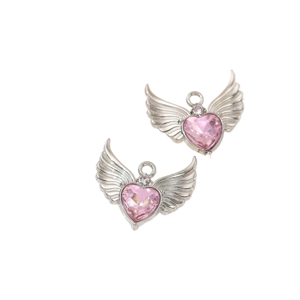 Colgante de corazón rosa, joyería DIY para pulseras y collares hechos a mano, suministros para manualidades