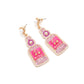 Rhinestone Cherry Whiskey Bottle Earrings