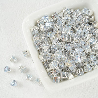 Heart-Shaped Zirconia Beads DIY Accessories Silver-Plated 6MM
