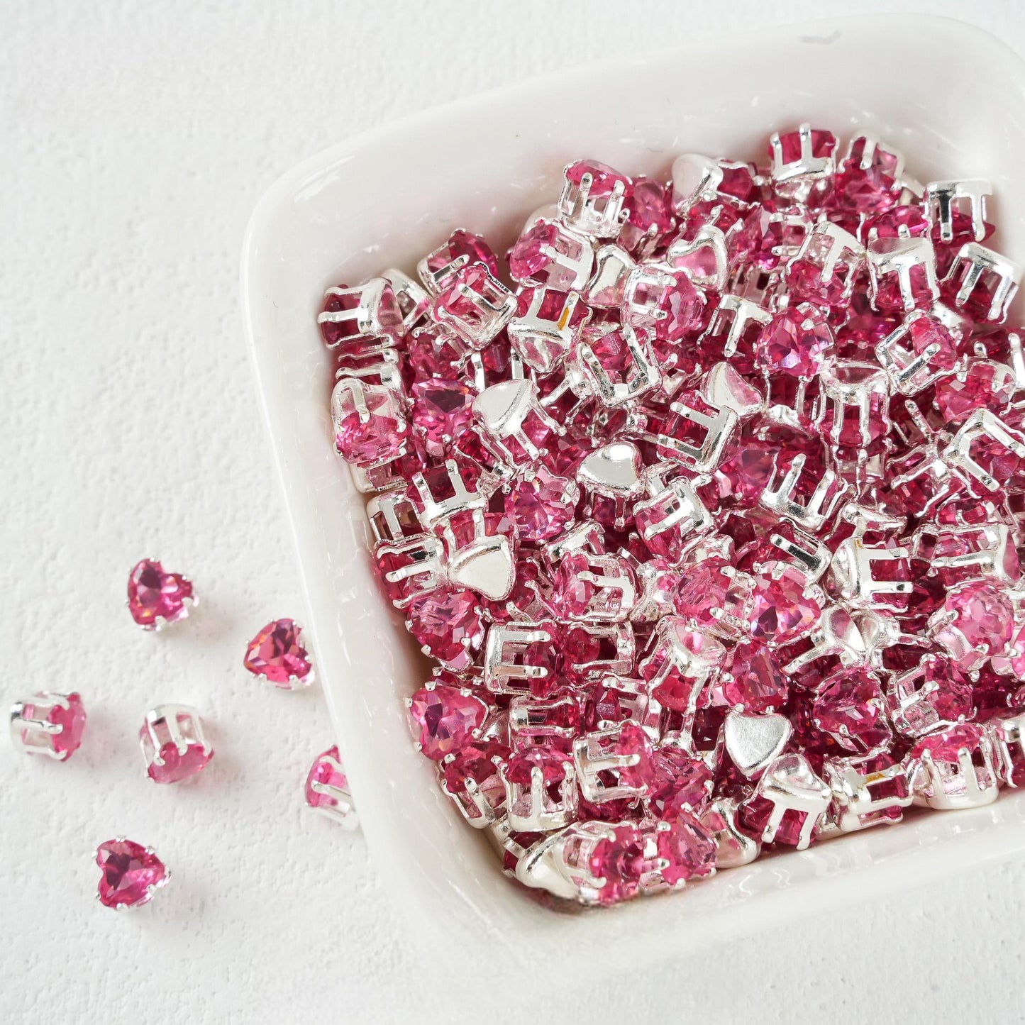 Heart-Shaped Zirconia Beads DIY Accessories Silver-Plated 6MM
