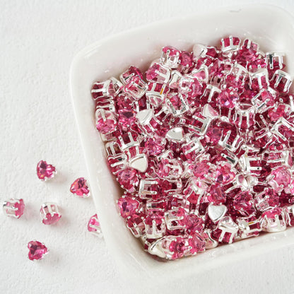 Heart-Shaped Zirconia Beads DIY Accessories Silver-Plated 6MM