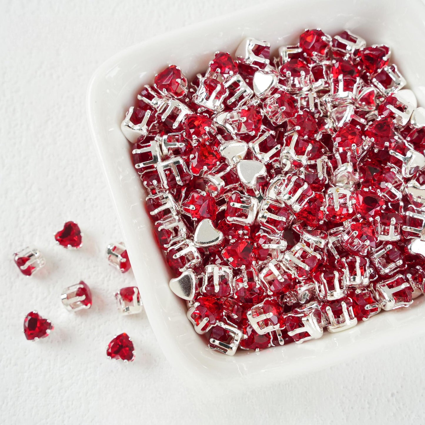 Heart-Shaped Zirconia Beads DIY Accessories Silver-Plated 6MM