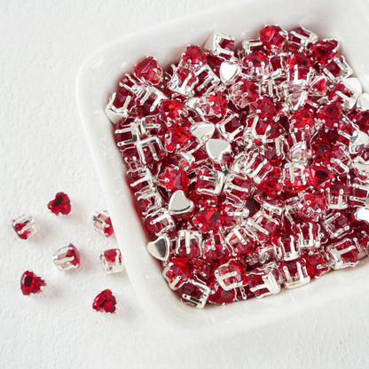 Heart-Shaped Zirconia Beads DIY Accessories Silver-Plated 6MM