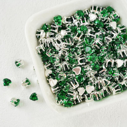 Heart-Shaped Zirconia Beads DIY Accessories Silver-Plated 6MM