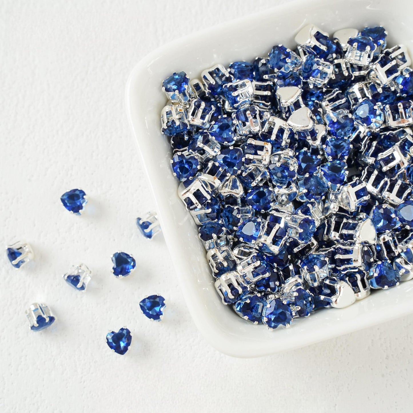 Heart-Shaped Zirconia Beads DIY Accessories Silver-Plated 6MM