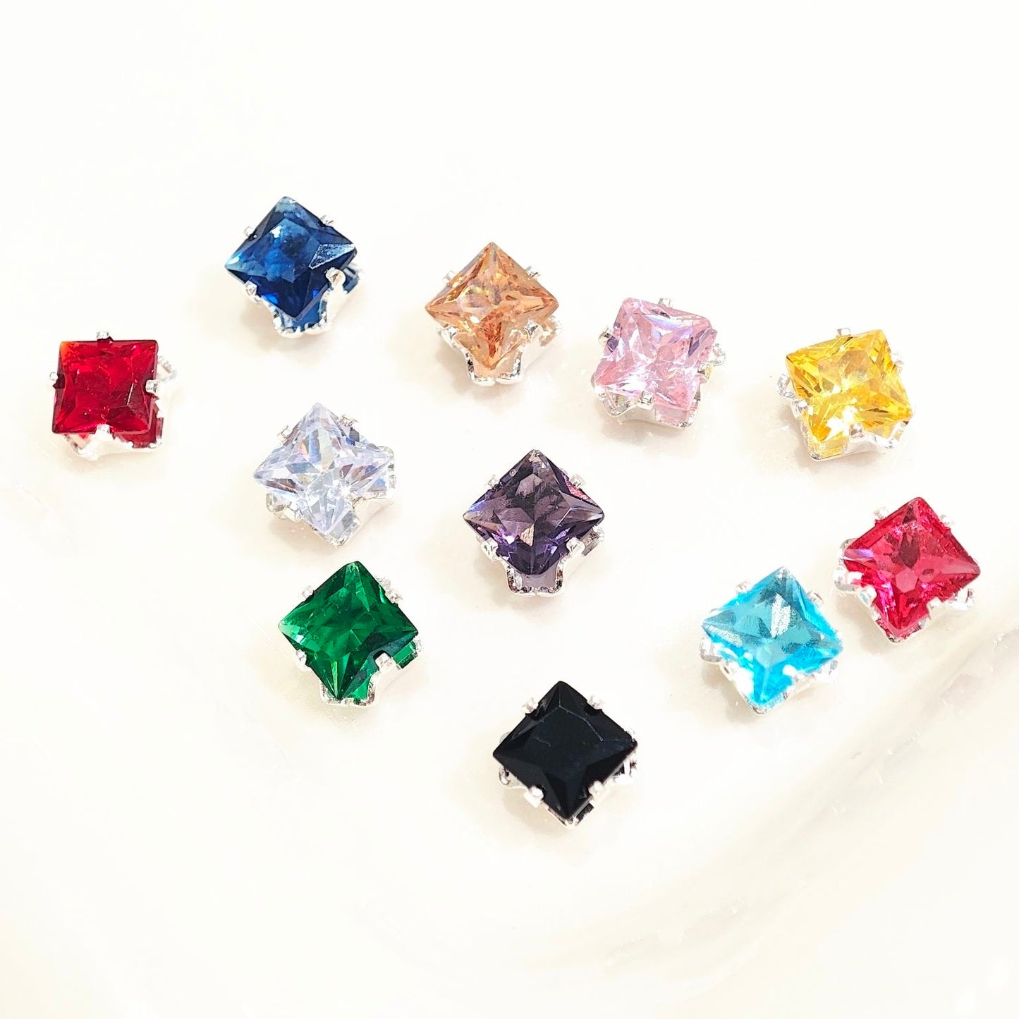 Square Zircon Zirconia Beads with Thick Silver Plated 50 Beads 5*5MM