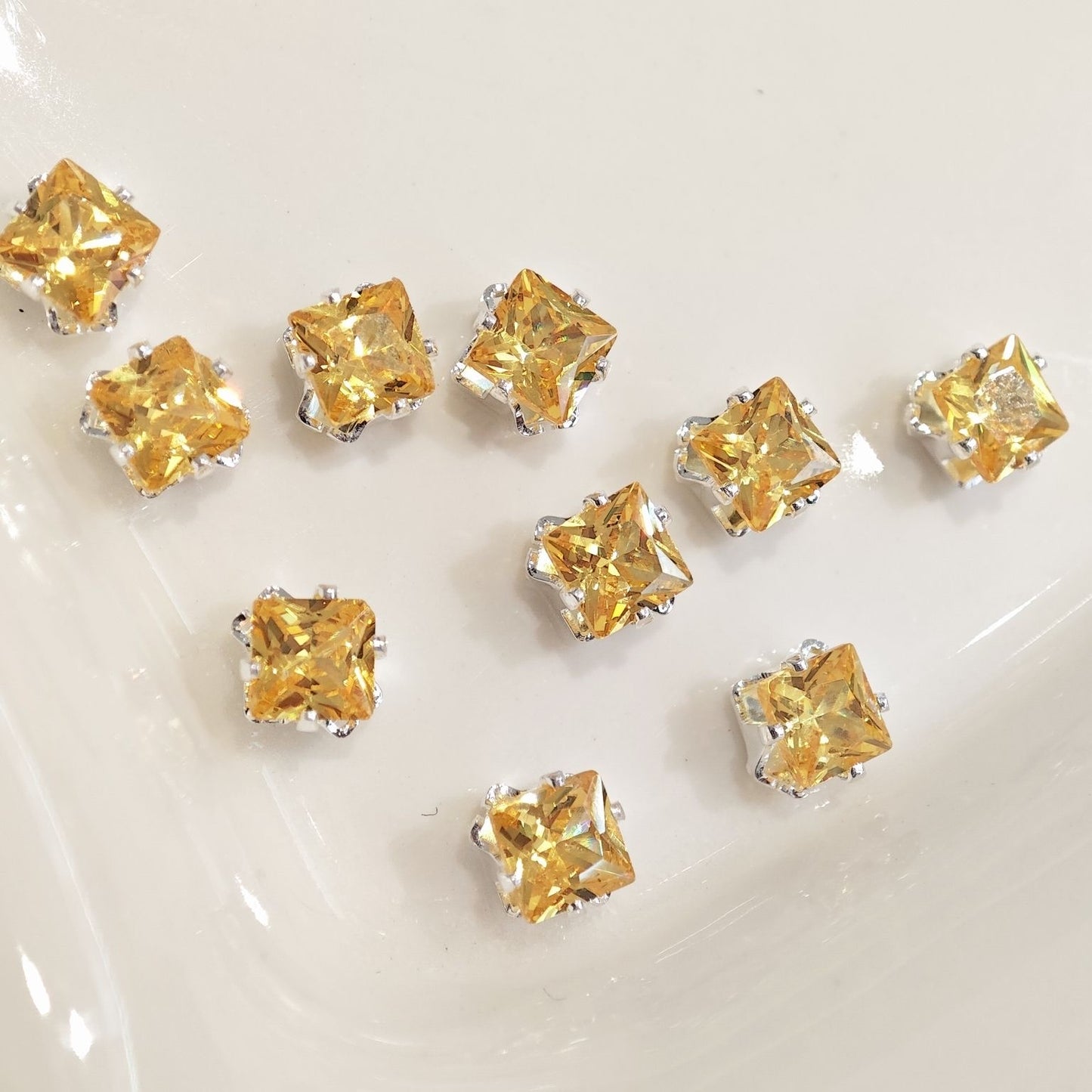 Square Zircon Zirconia Beads with Thick Silver Plated 50 Beads 5*5MM