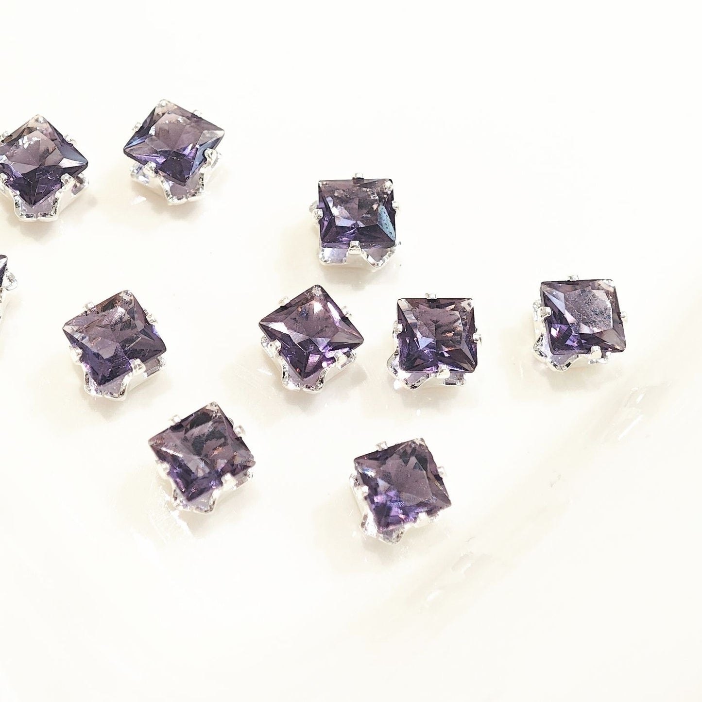 Square Zircon Zirconia Beads with Thick Silver Plated 50 Beads 5*5MM