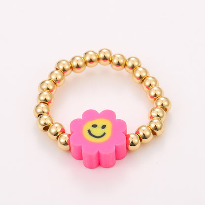 Summer Handmade Beaded Rings - Colorful Dopamine Rings Set of 10