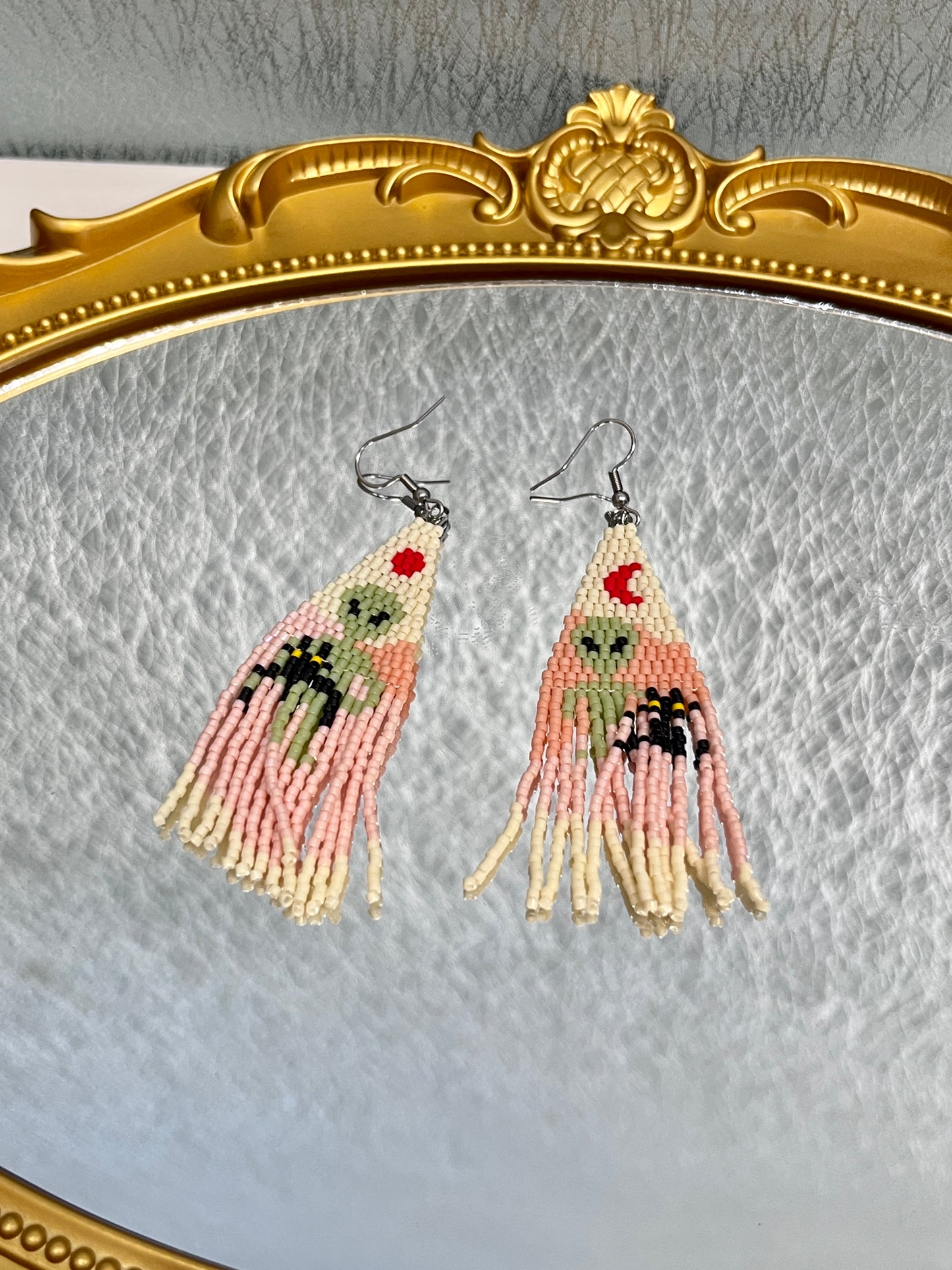 Sun&Moon Vintage Bohemian Earrings Egyptian Seed Bead Handmade Tassel Earrings