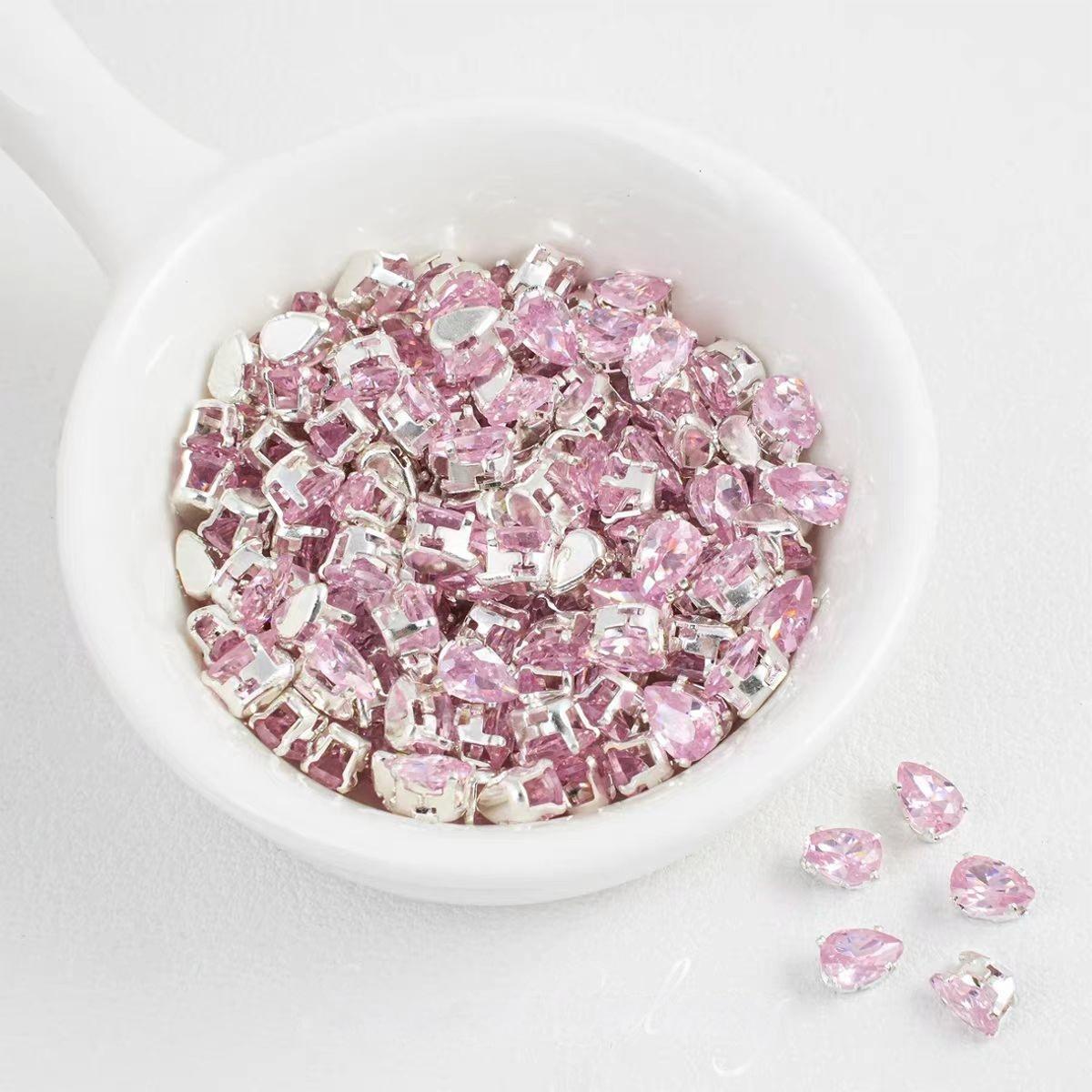 Teardrop Zirconia Beads - Silver Plated