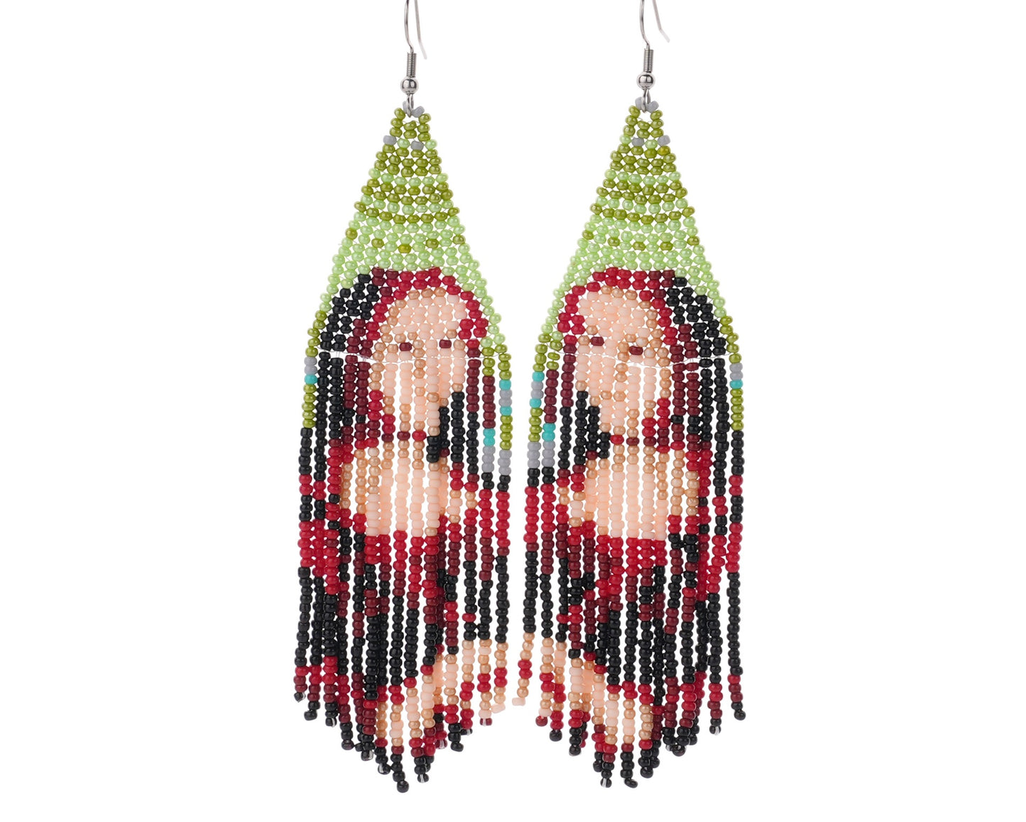 Mona Lisa Vintage Bohemian Earrings Egyptian Seed Bead Handmade Tassel Earrings