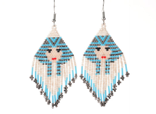 Egyptian Vintage Boho Earrings  Dangling Earrings Seed Bead Handmade Tassel Earrings