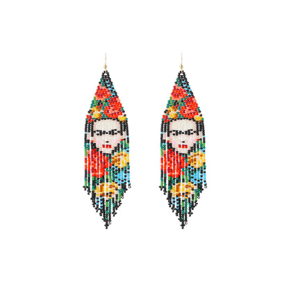 Vintage  Earrings  Dangling Earrings Seed Bead Handmade Tassel Earrings