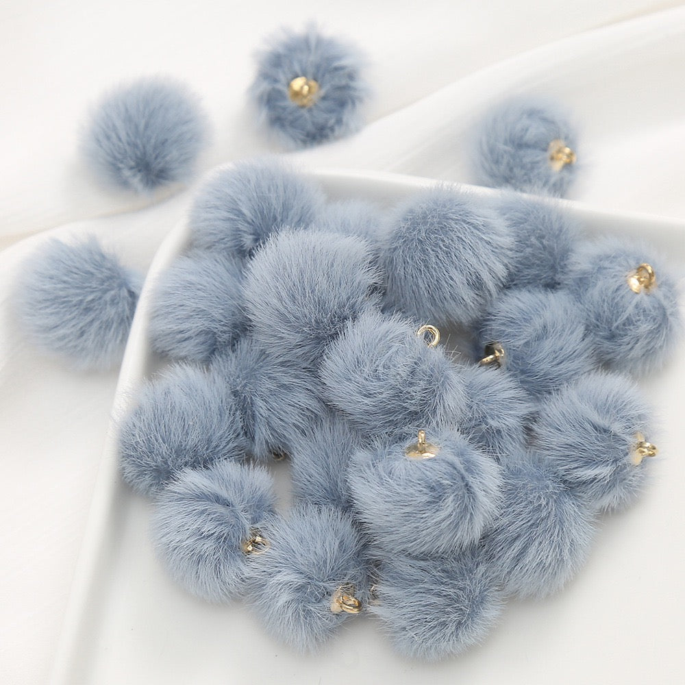 Faux Fur Pom Pom Pendant 15mm Long Hair Beads DIY Jewelry Accessories