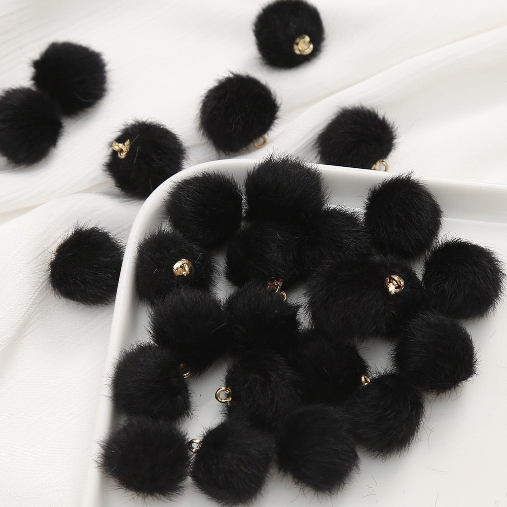 Faux Fur Pom Pom Pendant 15mm Long Hair Beads DIY Jewelry Accessories