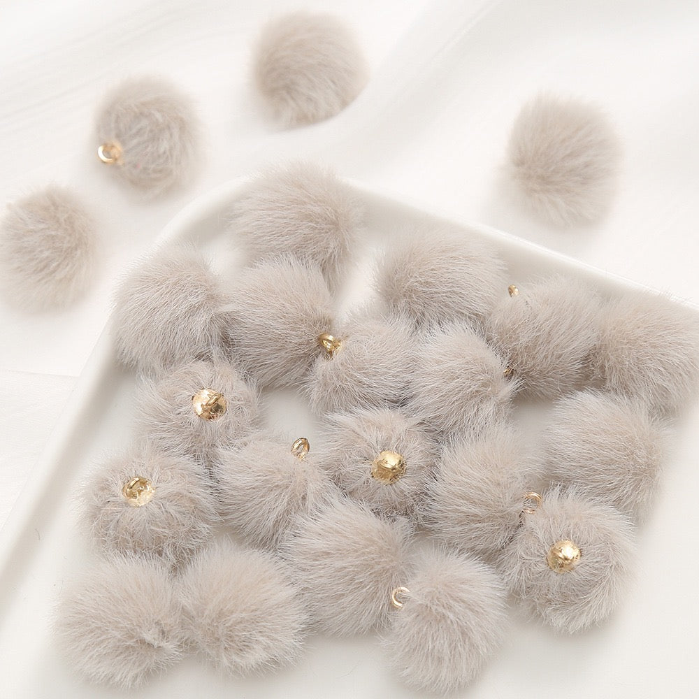 Faux Fur Pom Pom Pendant 15mm Long Hair Beads DIY Jewelry Accessories