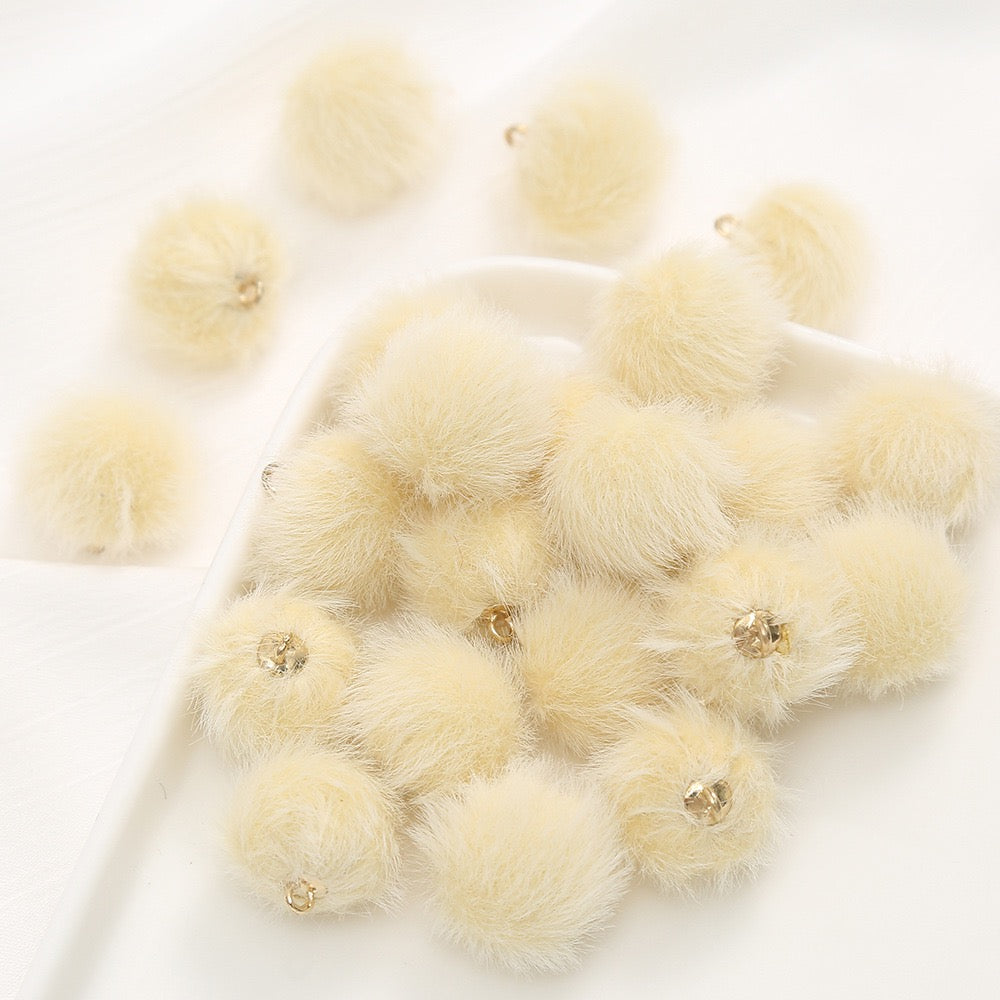 Faux Fur Pom Pom Pendant 15mm Long Hair Beads DIY Jewelry Accessories