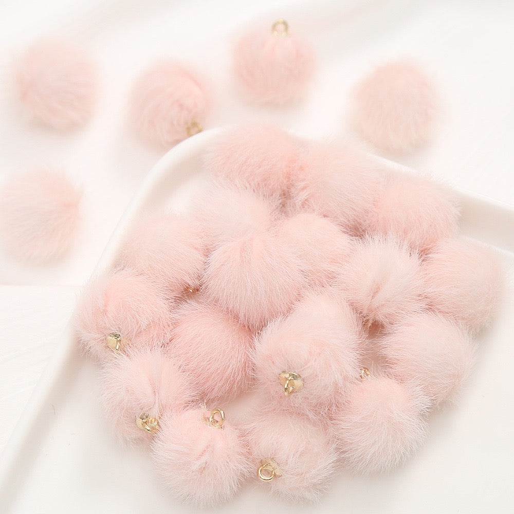 Faux Fur Pom Pom Pendant 15mm Long Hair Beads DIY Jewelry Accessories