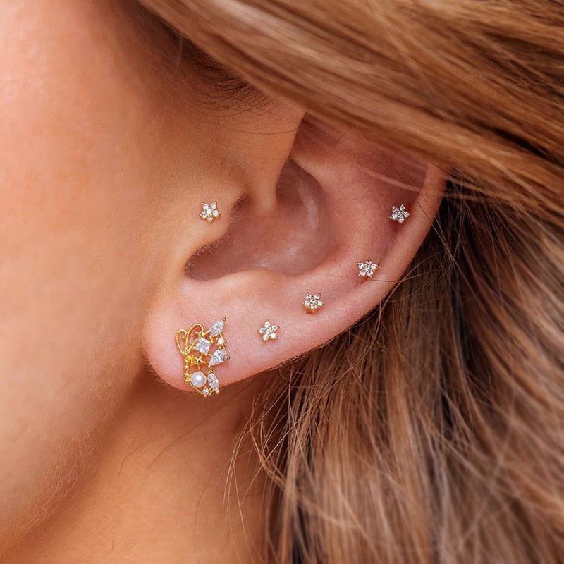 High Quality Zircon Earrings  Cartilage Earring Stud Piercing Jewelry Set