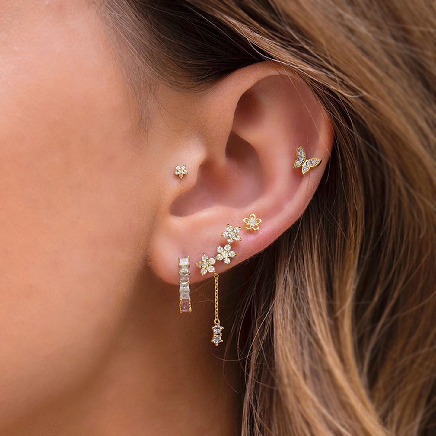 High Quality Zircon Earrings  Cartilage Earring Stud Piercing Jewelry Set