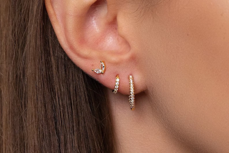 Zircon Earrings  Cartilage Earring Piercing Jewelry Ear Stud Set of 3