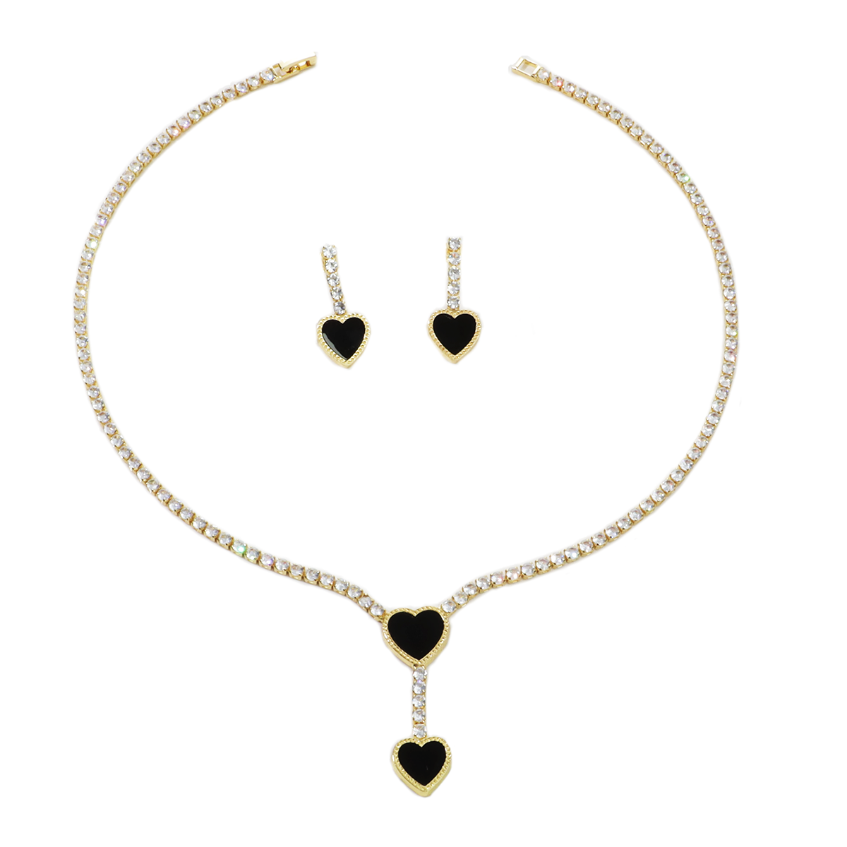 Heart Zircon Necklace and Earring Set