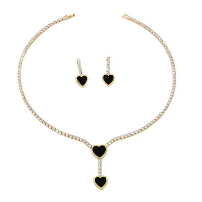 Heart Zircon Necklace and Earring Set