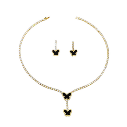 Butterfly Zircon Necklace and Earring Set