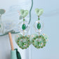 Beaded Earrings Handcrafted Silver Needle Green