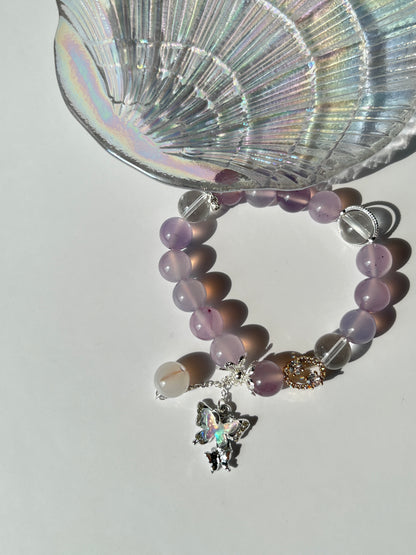 Pulsera hecha a mano de cristal natural morado - Serie del zodiaco Cáncer Personalizada con accesorios de plata S925