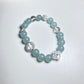 Handmade Blue Natural Crystal Bracelet with S925 Silver Beads