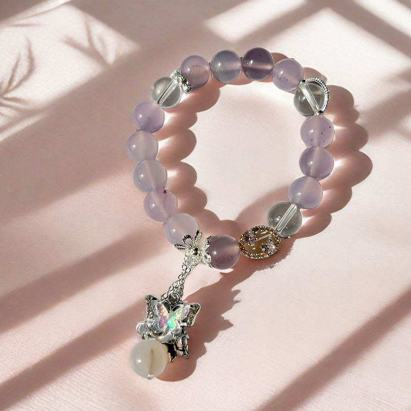 Purple Natural Crystal Handmade Bracelet - Cancer Zodiac Series Custom with S925 Silver Accessories