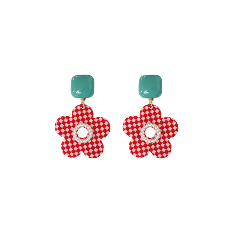 Sweet Plaid Pearl Earrings